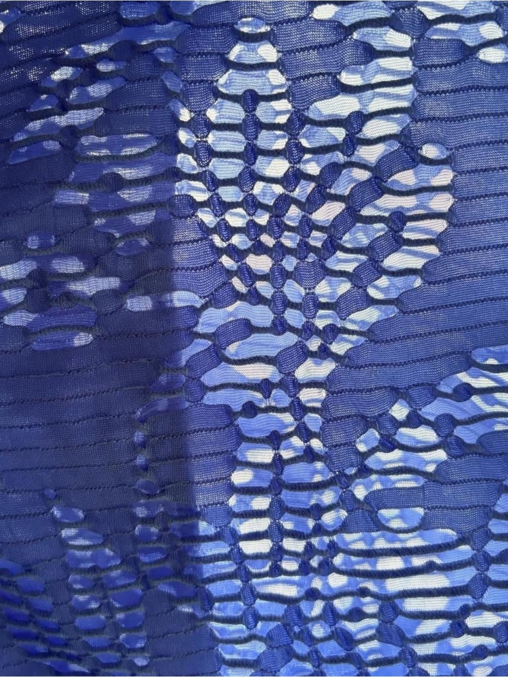 Vintage Erin London Y2K Blue Sheer Burnout Zip Jacket Mock Neck Plisse Mesh PS - Picture 8 of 8